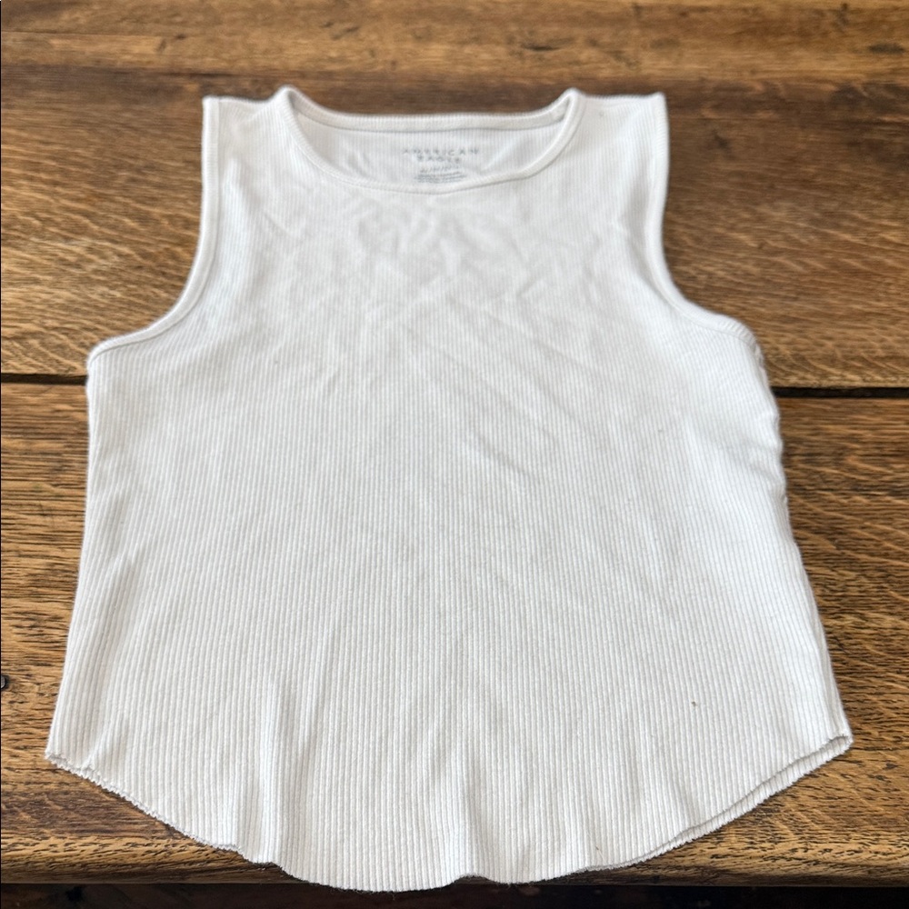 American Eagle Outfitters Light Gray Ribbed Tank Top